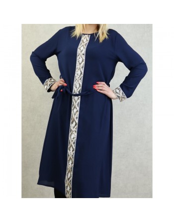 Tunique à manches longues avec strass - Couleur bleu marine 