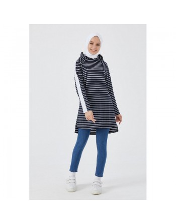 Tunique pour femme - Rayures de couleur bleu marine 