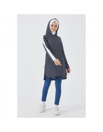 Tunique pour femme - Rayures de couleur bleu marine 