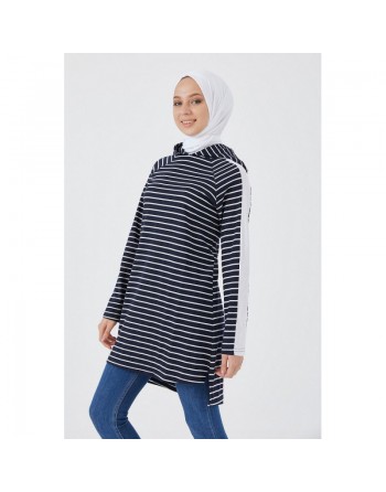 Tunique pour femme - Rayures de couleur bleu marine 
