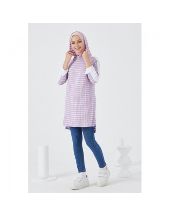 Tunique style moderne et décontracté pour femme - Rayures de couleur lilas 