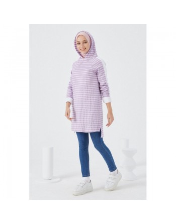 Tunique style moderne et décontracté pour femme - Rayures de couleur lilas 