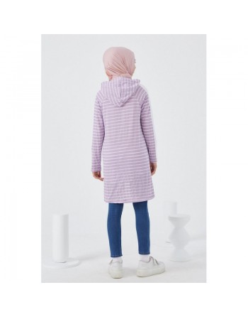 Tunique style moderne et décontracté pour femme - Rayures de couleur lilas 