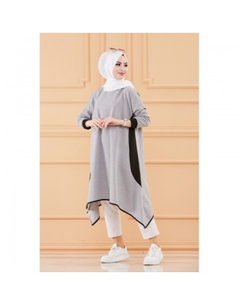 Tunique oversize (Vêtement ample pour femme voilée) - Couleur Gris et noir 