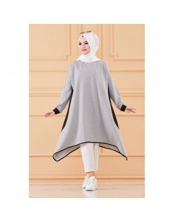 Tunique oversize (Vêtement ample pour femme voilée) - Couleur Gris et noir 