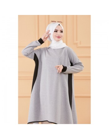 Tunique oversize (Vêtement ample pour femme voilée) - Couleur Gris et noir 