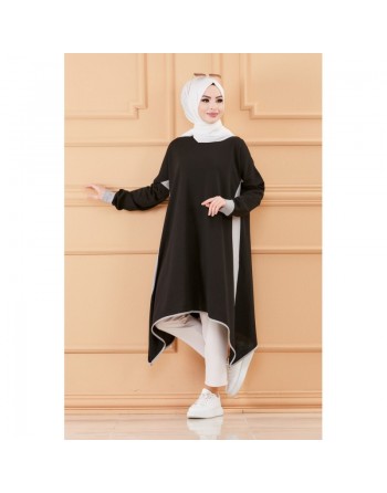 Tunique oversize (Vêtement ample pour femme voilée) - Couleur Noir et blanc 