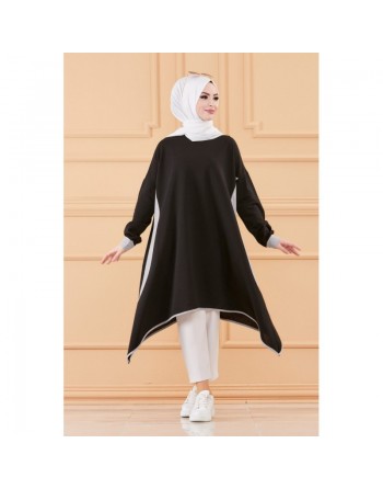 Tunique oversize (Vêtement ample pour femme voilée) - Couleur Noir et blanc 