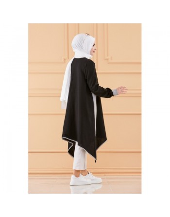 Tunique oversize (Vêtement ample pour femme voilée) - Couleur Noir et blanc 