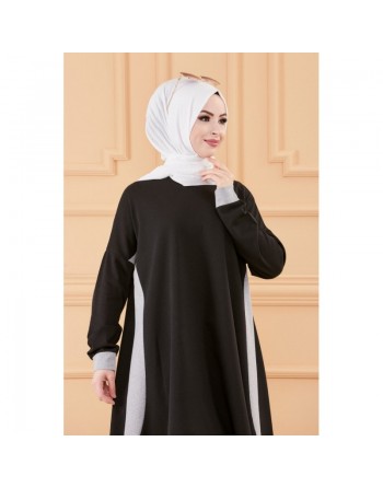 Tunique oversize (Vêtement ample pour femme voilée) - Couleur Noir et blanc 