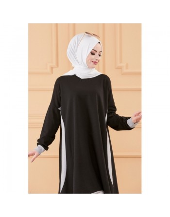 Tunique oversize (Vêtement ample pour femme voilée) - Couleur Noir et blanc 