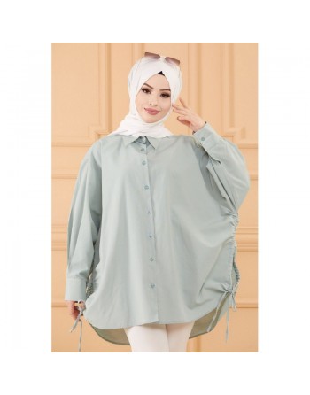 Chemise-Tunique fendue style habillé pour femme (Vêtement modeste pour hijab) - Couleur menthe 