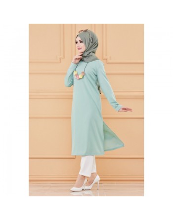 Tunique longue avec collier offert (Vetement pour femme voilée) - Couleur menthe 