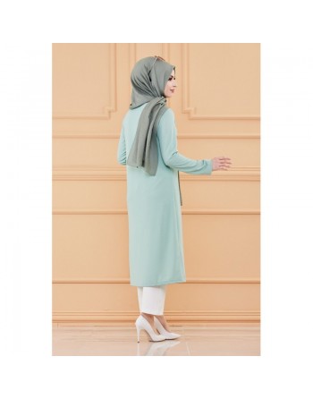Tunique longue avec collier offert (Vetement pour femme voilée) - Couleur menthe 
