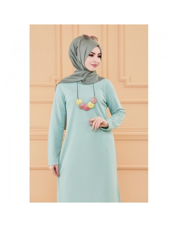 Tunique longue avec collier offert (Vetement pour femme voilée) - Couleur menthe 