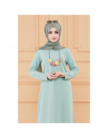 Tunique longue avec collier offert (Vetement pour femme voilée) - Couleur menthe 