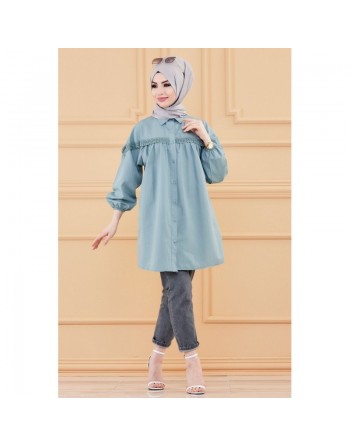 Tunique-Chemise en dentelle pour femme (Vêtement habillé pour hijab) - Couleur menthe 