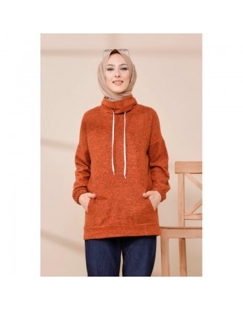 Sweat à capuche pour femme - Couleur brique 