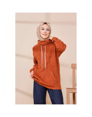 Sweat à capuche pour femme - Couleur brique 