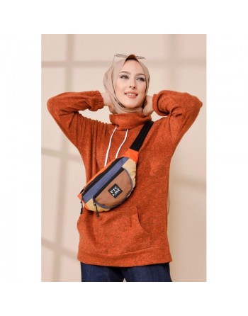 Sweat à capuche pour femme - Couleur brique 