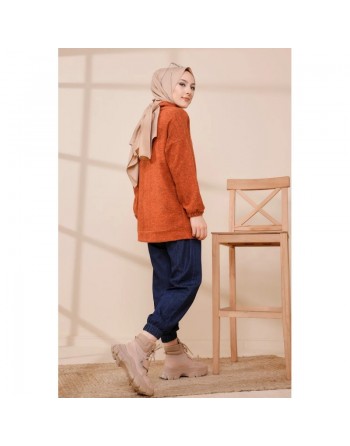 Sweat à capuche pour femme - Couleur brique 