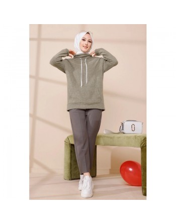 Sweat à capuche pour femme - Couleur kaki 