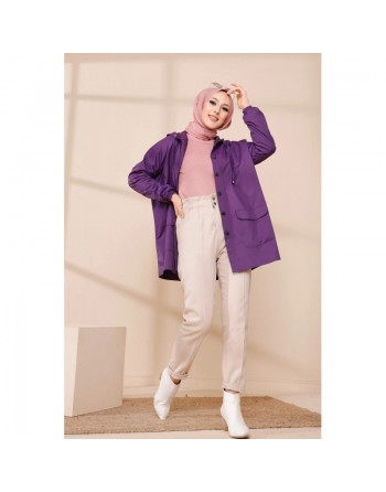 Trench ample - Parka léger pour femme (Vêtement Hijab - Toutes Saisons) - Couleur prune 