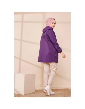 Trench ample - Parka léger pour femme (Vêtement Hijab - Toutes Saisons) - Couleur prune 