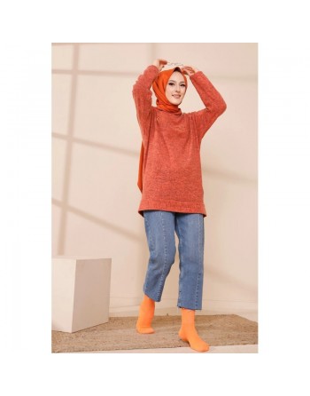 Sweat femme avec capuche brodé "Champion" (Collection Automne Hiver) - Couleur brique 