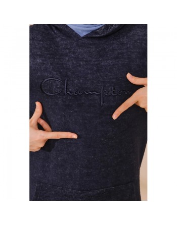 Sweat femme avec capuche brodé "Champion" (Saison Automne Hiver) - Couleur bleu marine 