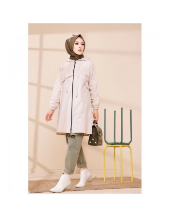 Trench parka pour femme (Vetement tendance automne hiver) - Couleur beige 