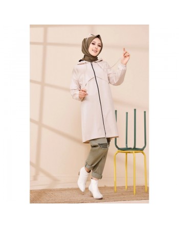 Trench parka pour femme (Vetement tendance automne hiver) - Couleur beige 