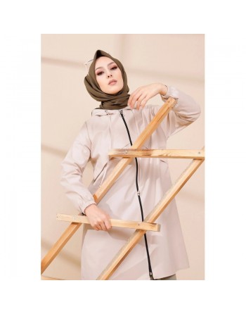 Trench parka pour femme (Vetement tendance automne hiver) - Couleur beige 