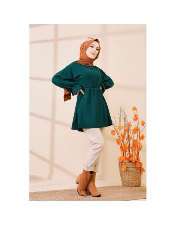 Tunique manches longues pour femme - Couleur vert émeraude 