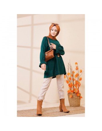 Tunique manches longues pour femme - Couleur vert émeraude 