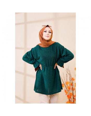 Tunique manches longues pour femme - Couleur vert émeraude 