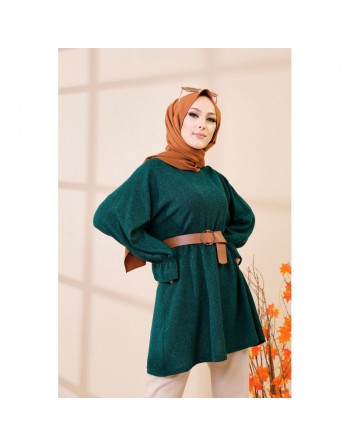 Tunique manches longues pour femme - Couleur vert émeraude 