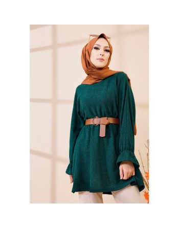 Tunique manches longues pour femme - Couleur vert émeraude 