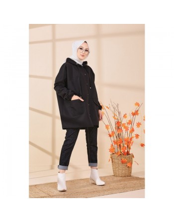 Imperméable large pour femme - Couleur noir 