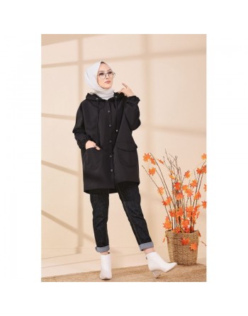 Imperméable large pour femme - Couleur noir 