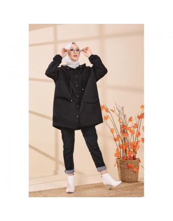 Imperméable large pour femme - Couleur noir 