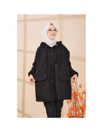 Imperméable large pour femme - Couleur noir 