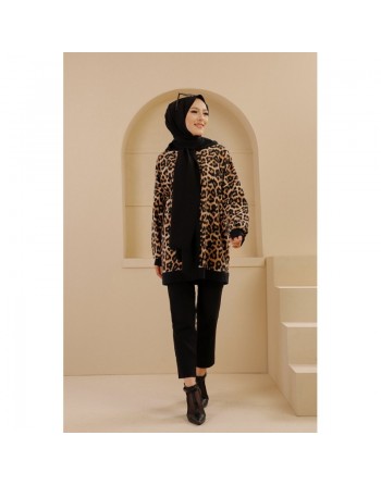Tunique avec capuche motif léopard (Vêtement Automne Hiver pour femme) 
