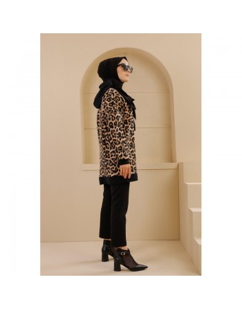 Tunique avec capuche motif léopard (Vêtement Automne Hiver pour femme) 