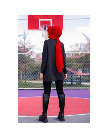Tunique décontractée avec grande poche (Sweat femme Hijab) - Couleur anthracite 