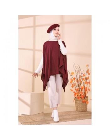 Poncho pour femme (Cape pour toutes les saisons) - Couleur bordeaux 