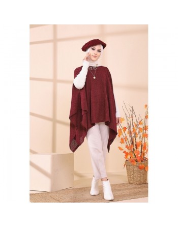 Poncho pour femme (Cape pour toutes les saisons) - Couleur bordeaux 