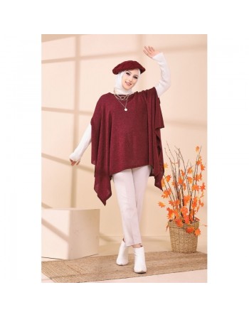 Poncho pour femme (Cape pour toutes les saisons) - Couleur bordeaux 