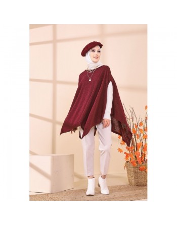 Poncho pour femme (Cape pour toutes les saisons) - Couleur bordeaux 
