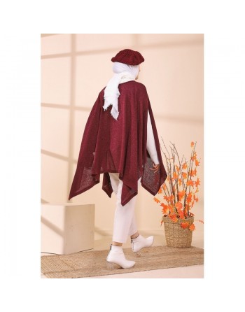 Poncho pour femme (Cape pour toutes les saisons) - Couleur bordeaux 